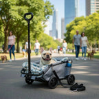 Lightweight Pet Pull Wagon Portable Foldable Pet Trolley 4-Wheel Dog Wagon Adjustable Handle Foldable Dog Carrier