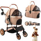 Bicystar Pet Stroller for Medium Dogs, Smooth-Ride Dog Stroller with Detachable Carrier, Rubber Wheels, Car Seat Combo 3-in-1,