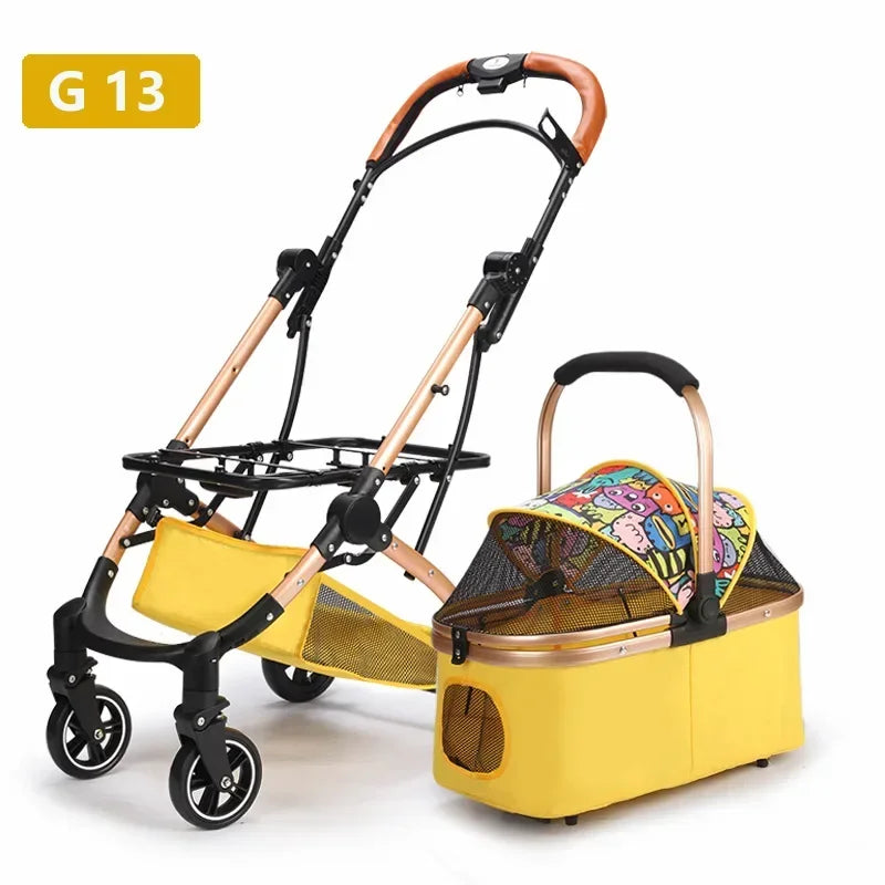 Portable Multifunctional Pet Stroller Detached Vehicle Mounted Pet Cage Lightweight and Foldable Pet Stroller Dogs Buggy