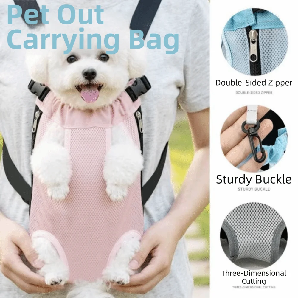 Breathable Mesh Double Shoulder Pet Front Carrier (Hands-Free, Portable)