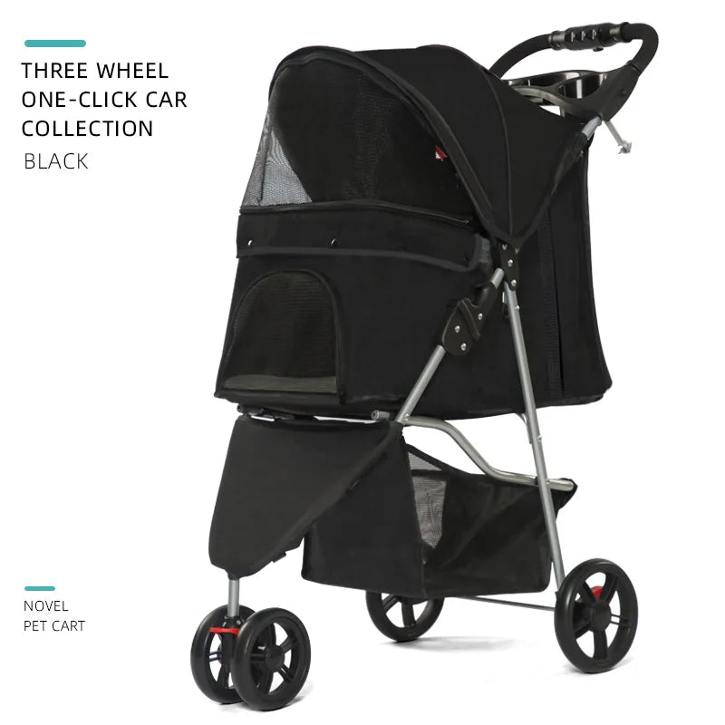 Foldable lightweight pet, cart is portable and breathable when going out, universal travel trolley for cats and dogs