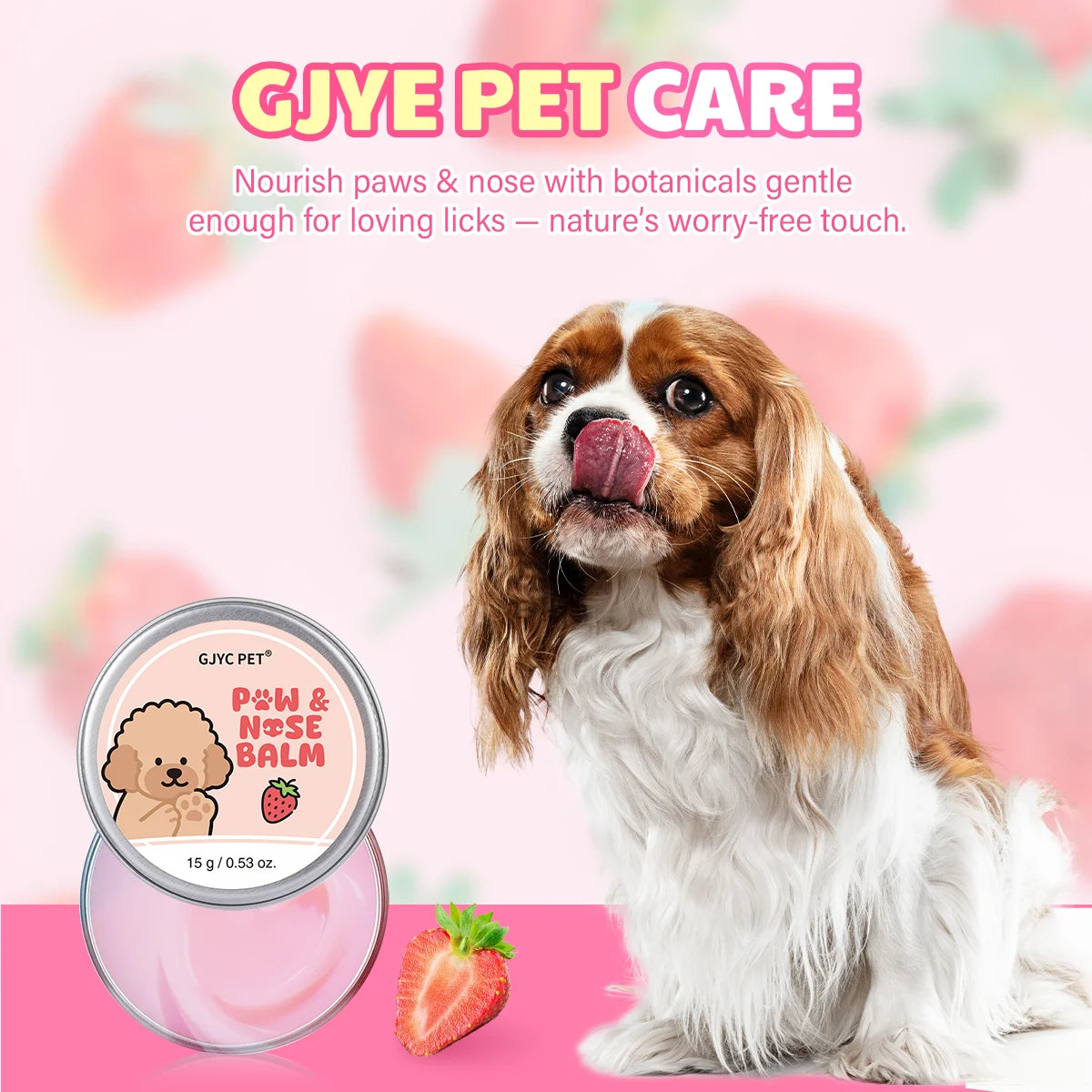 Dog Cat Paw Balm Care Cream Natural Gentle Nourishing Softens Pads Prevents Cracked Paws Moisturizing Treatment Strawberry