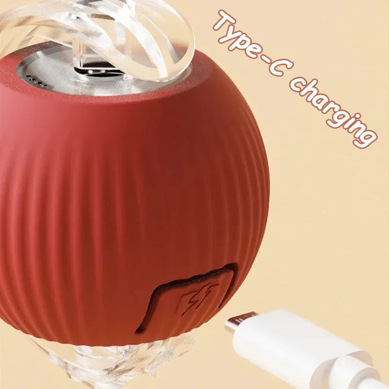 Rechargeable Auto Rolling Ball Cat Toy with Faux Tail — Smart Electric Mouse Imitation Toy for Cats & Dogs