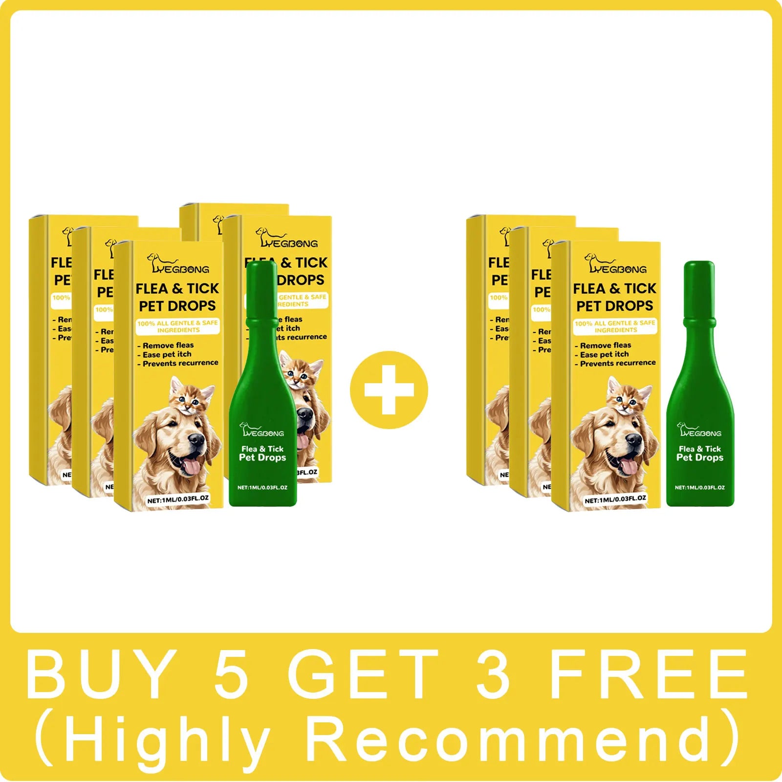 Anti-Flea Treatment Drops for Cats and Dogs (Tick & Lice Remover, Multi-Size)
