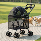 NCIPET Outdoor Waterproof Foldable Lightweight Adjustable 4-Wheel Separable Pet Stroller for Small Dogs with Detachable Trolley