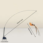 Simulated Bird Feather Cat Teaser Stick with Epoxy Sucker & Steel Wire Rod