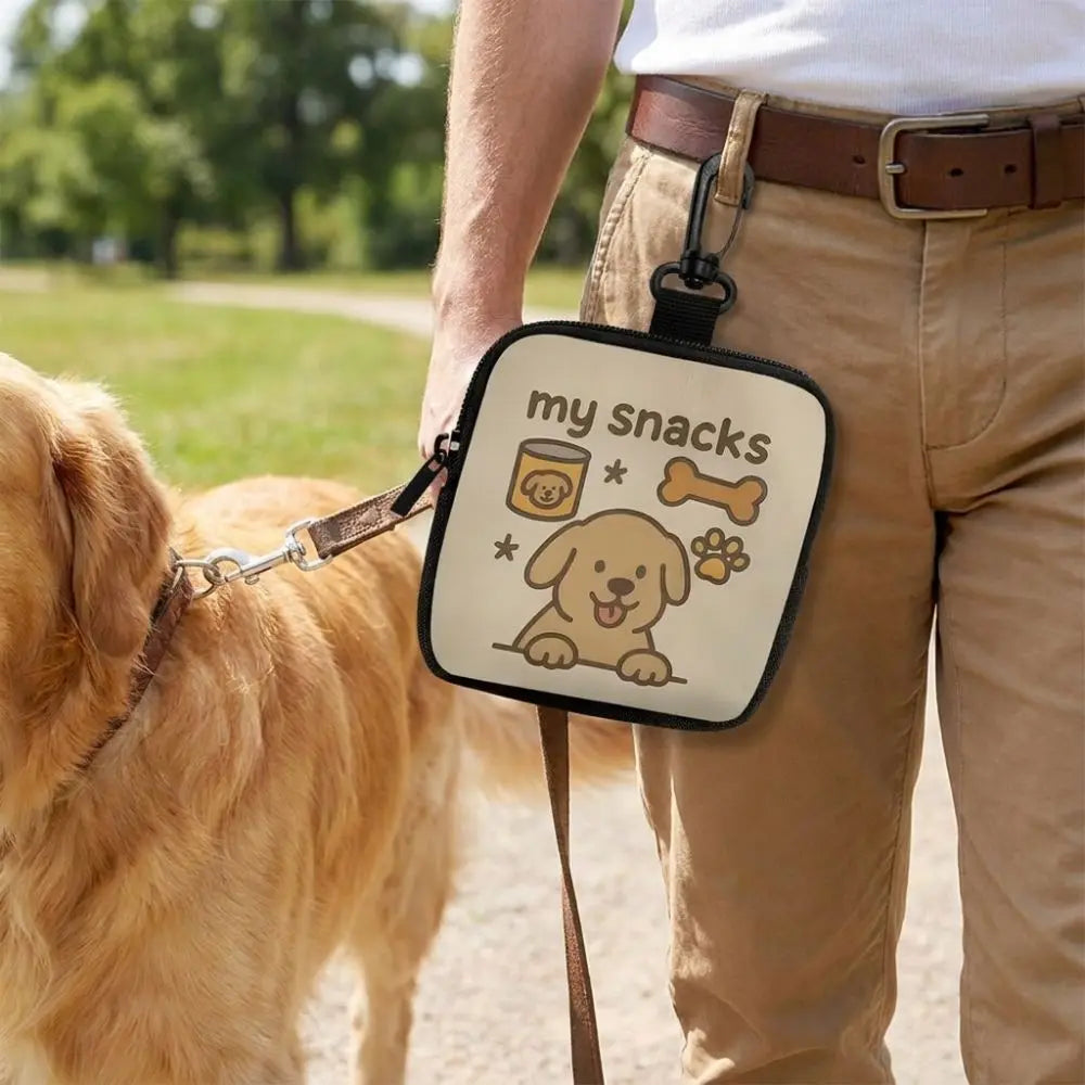 Portable Dog Treat Pouch Transparent Window Zipper Closure Pet Snack Bag Waterproof Waist Belt Clip Dog Reward Bag