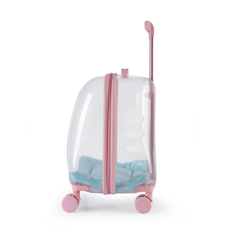 et Carrier Backpack with Wheels Transparent Capsule Design, Lightweight Travel Bag for Cats Small Dogs Puppies