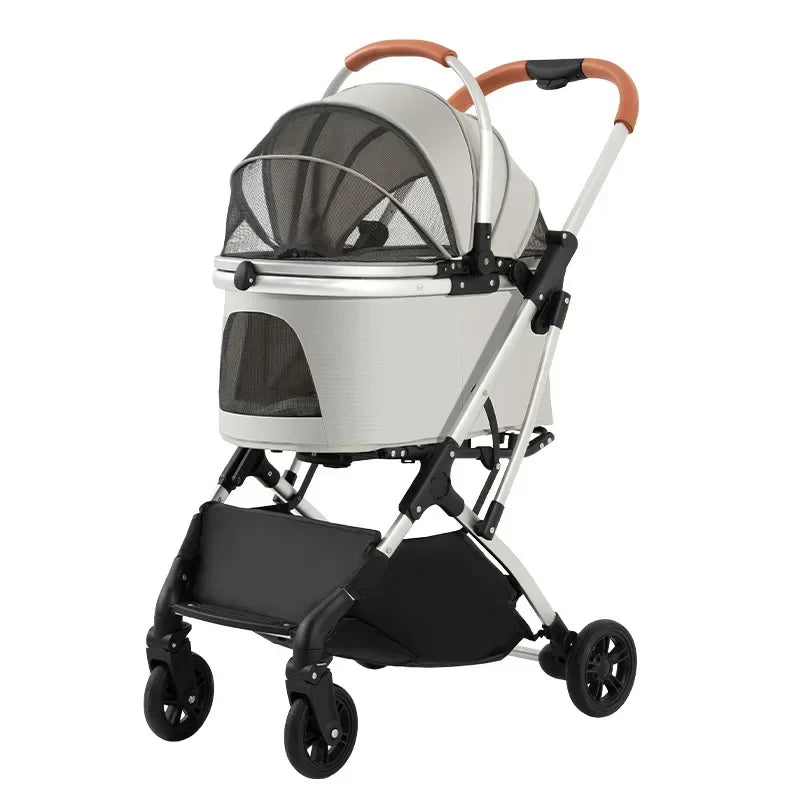 Multifunctional Pet Stroller Detachable Basket Car Pet Travel Bag Multi-ventilated Pet Carriage High-view Portable Dog Stroller