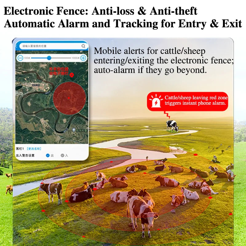 GPSONE Smart Livestock GPS Collar Tracker with Virtual Fence, Step Counting & Behavior Monitoring - Cattle & Livestock