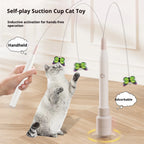 Electric Butterfly Suction Cup Cat Toy — Automatic Rotating Flutter Bug Wand for Kittens