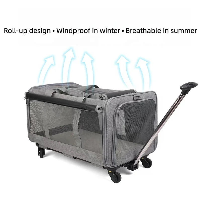 Oxford Pet Carrier Comfortable Safe Square Large Space Fashionable Stroller Travel Cage for Dogs and Cats