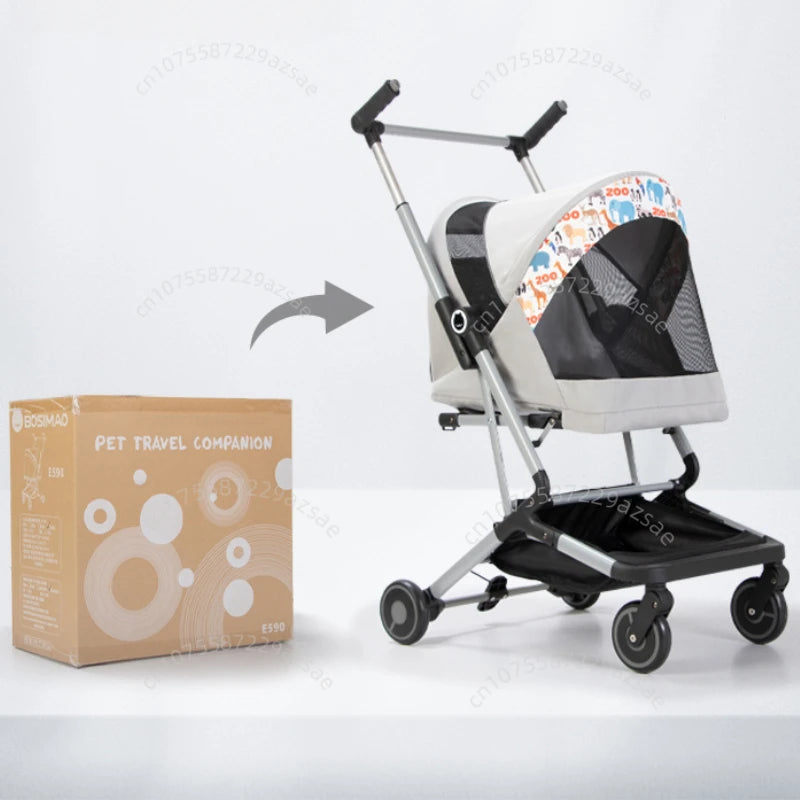 Lightweight Foldable Pet Stroller for Cats & Dogs (Ultra-Light, Large Capacity, Dual-Pet Friendly)