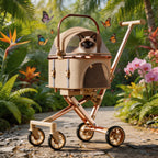New Separable Pet Stroller Portable One Click Recycling Cat Carrier Universal Lightweight Small Dog Travel Pushchair Foldable