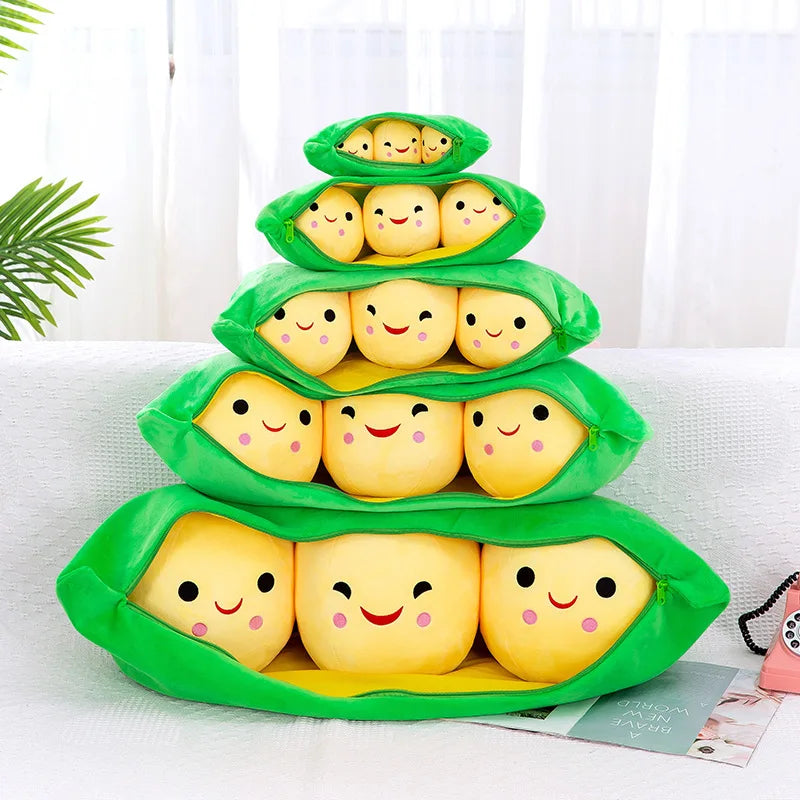 Pea Pod Plush Stuffed Toy — Cute Funny Dutch Bean Doll Birthday Gift & Home Decor