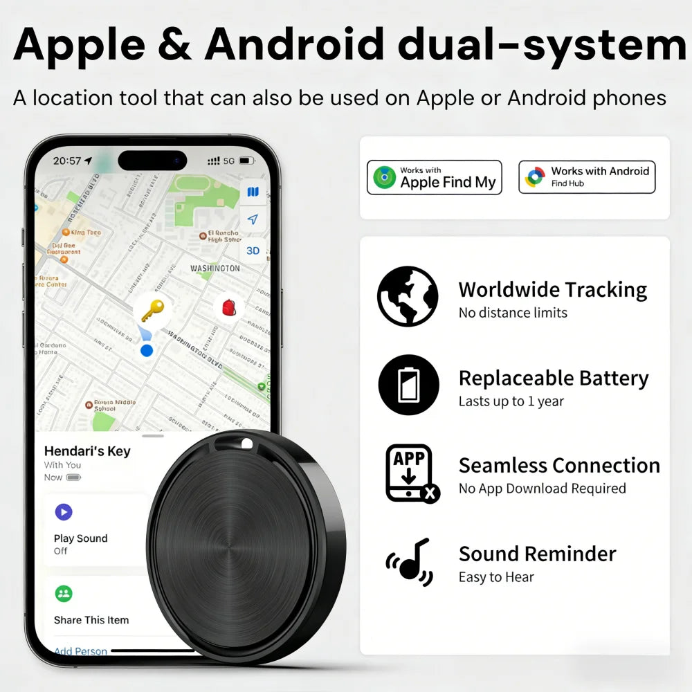Mini Dual-System GPS Anti-Loss Tracker for iOS & Android - Universal Pet & Luggage Locator