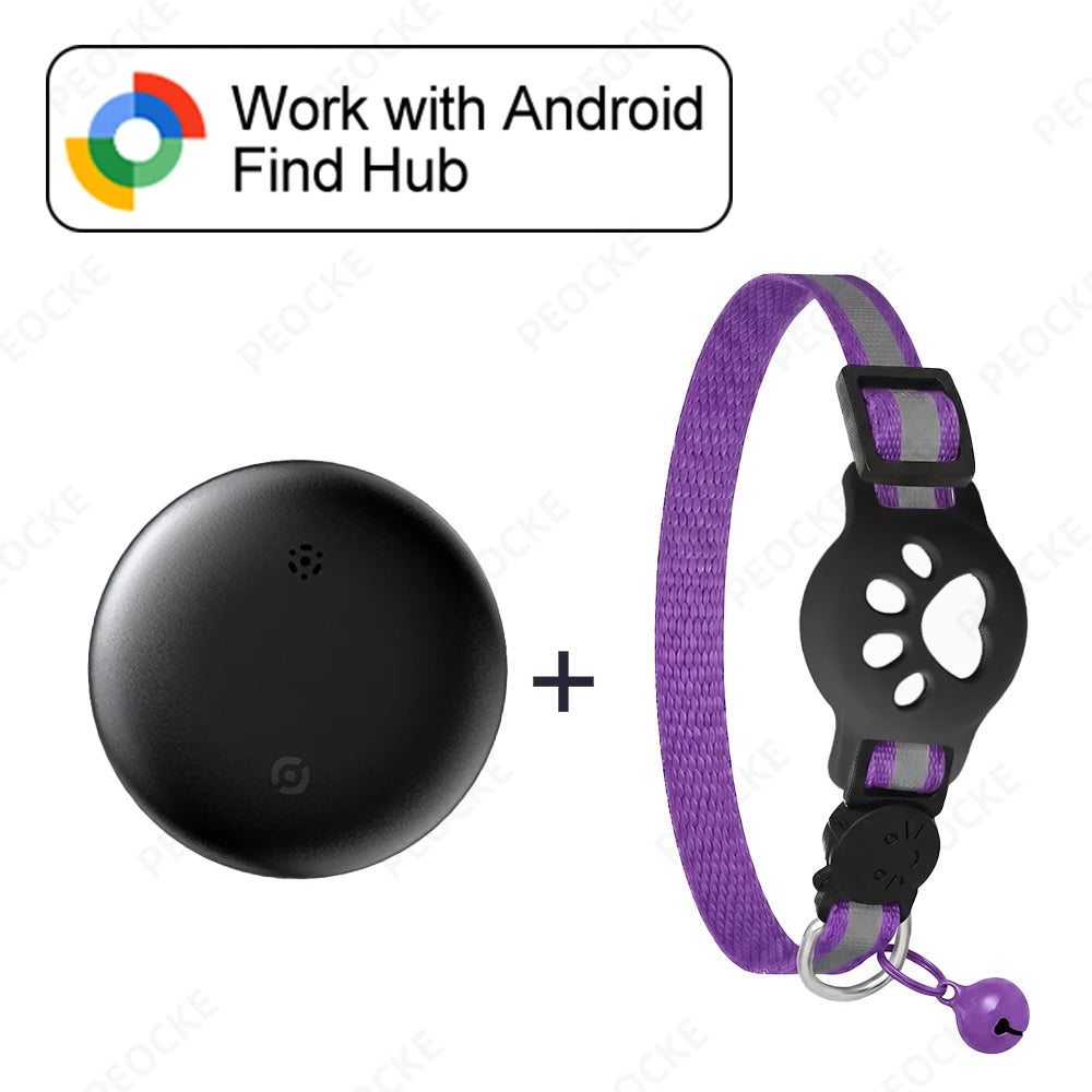 Reflective GPS Cat Collar Tracker with Safety Buckle - Waterproof Anti-Loss Kitten Locator for Android