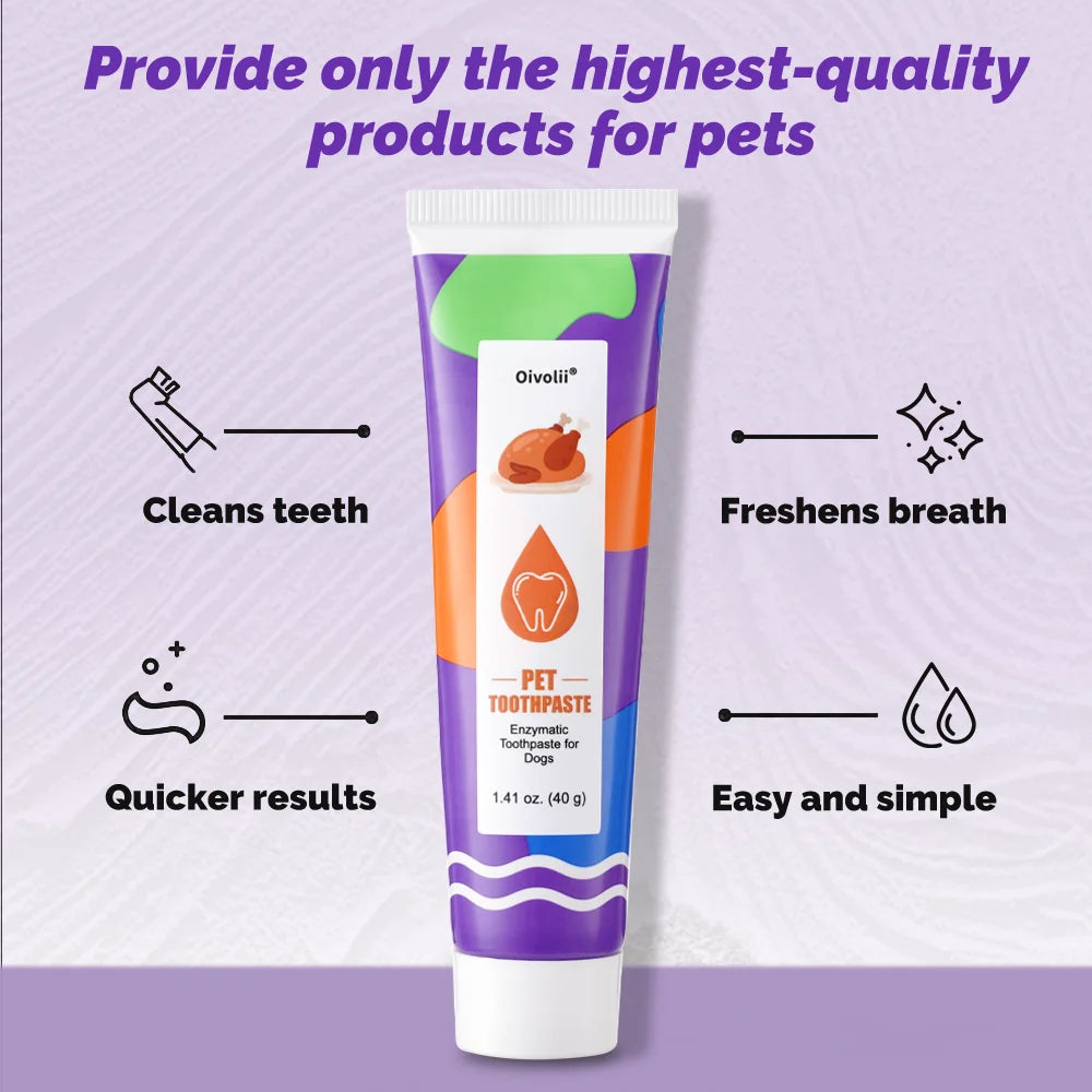 Pet Dog Toothpaste Oral Cleaning Set with Toothbrush And Finger Brush Roasted Chicken Flavor Reduces Plaque And Tartar Pet Teeth