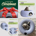 3-in-1 Cat Bed, Tunnel & Scratcher (Large, Light Gray)