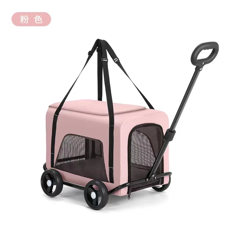 Portable Foldable Pet Hand Cart Lightweight Small Animal Stroller Teddy Dog Cat Outdoor Walking Travel Puppy Pushchair