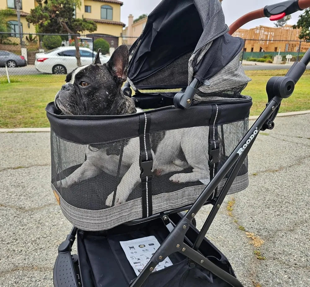 3-in-1 Dog Cat Stroller with Detachable Carrier, Folding Lightweight Portable Travel Pet Gear All-Terrain for 35 lbs