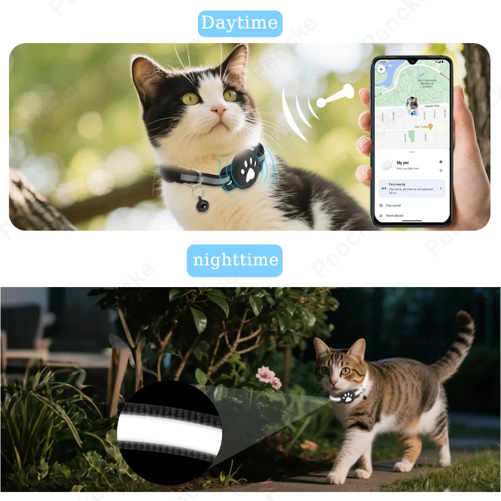 Lightweight Waterproof Smart Cat Tracking Collar - Google Find Hub Compatible Anti-Loss Bluetooth GPS Locator
