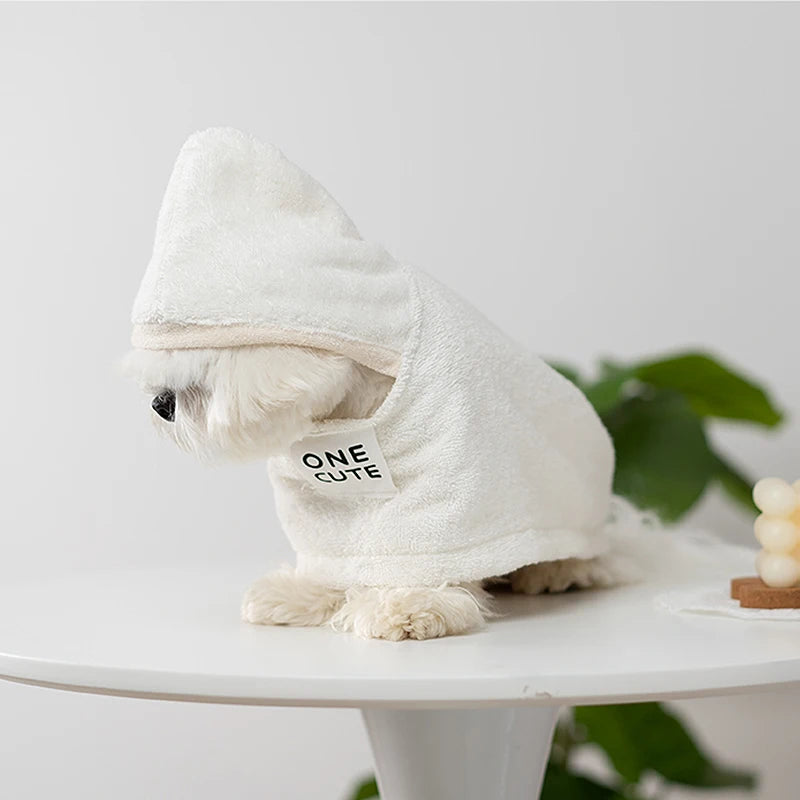 Pet Soft Bath Towel Super Absorbent Comfortable Cat and Dog Clothes Bathing Quick Drying Bears Malzis Bathrobe with Hat Cleaning