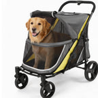 Dog Stroller for Large and Medium Dogs, Easy-Fold Dual Entry Pet Wagon with One-Foot Brake, All-Terrain Cart with Air Mesh