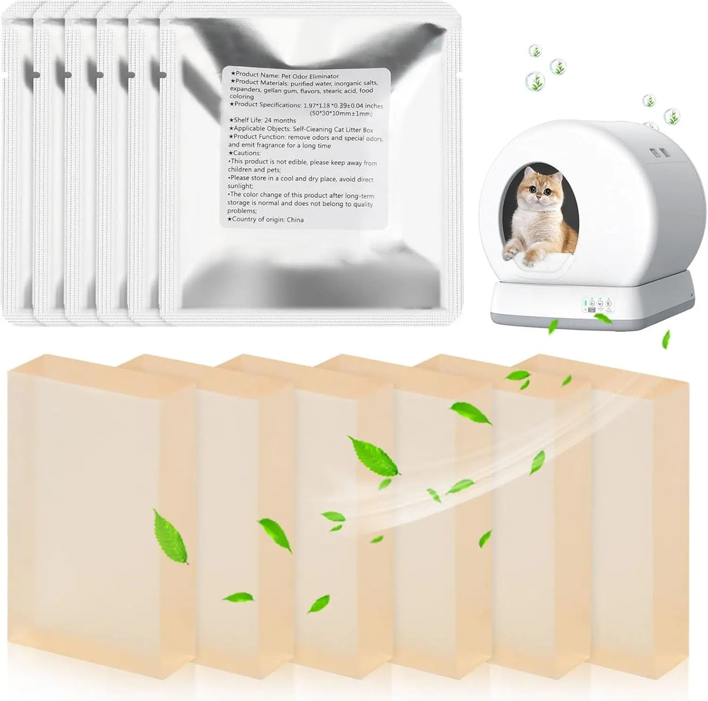 Pet Odor Eliminator: 6-Pack Floral Scent Gel for Meowant Self-Cleaning Litter Boxes - Long-Lasting Neutralizer and Effortless
