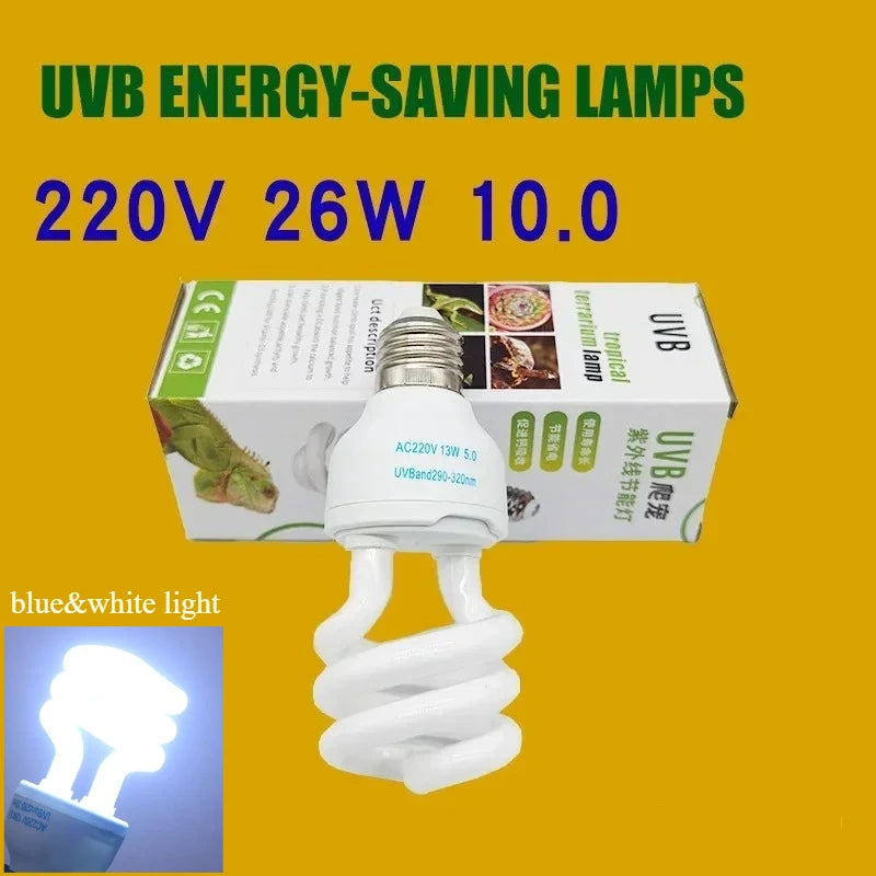 5.0/10.0/15.0 UVB Reptile Heating Lamp Lizard Calcium Supplement Lamp Energy Saving Light Bulb for Turtle Terrarium 110V/220V