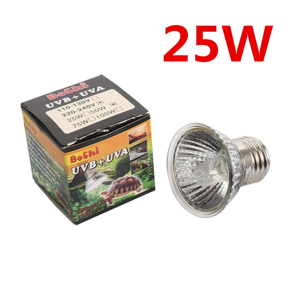 25/50/75W Reptile Lamp Bulb Amphibians Lizards Turtle Basking UVA+UVB 3.0  Light Bulbs Heating Lamp Temperature Controller 1Pc