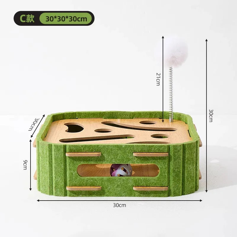 Cat Teaser Stick Puzzle Maze Box — Hole-Digging Ball Game Self-Entertainment Device for Kittens
