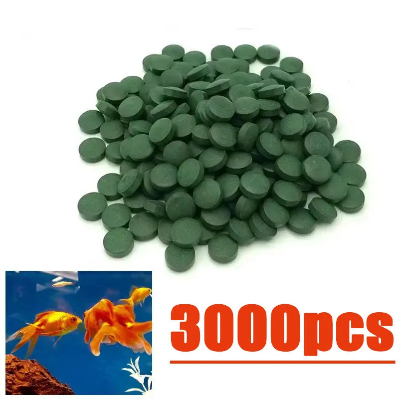 100-3000pc High Purity Spirulina Tablets Spiral Seaweed Enrichment Favorite Pets Food Fish Crystal Red Shrimp Fish Food Aquarium