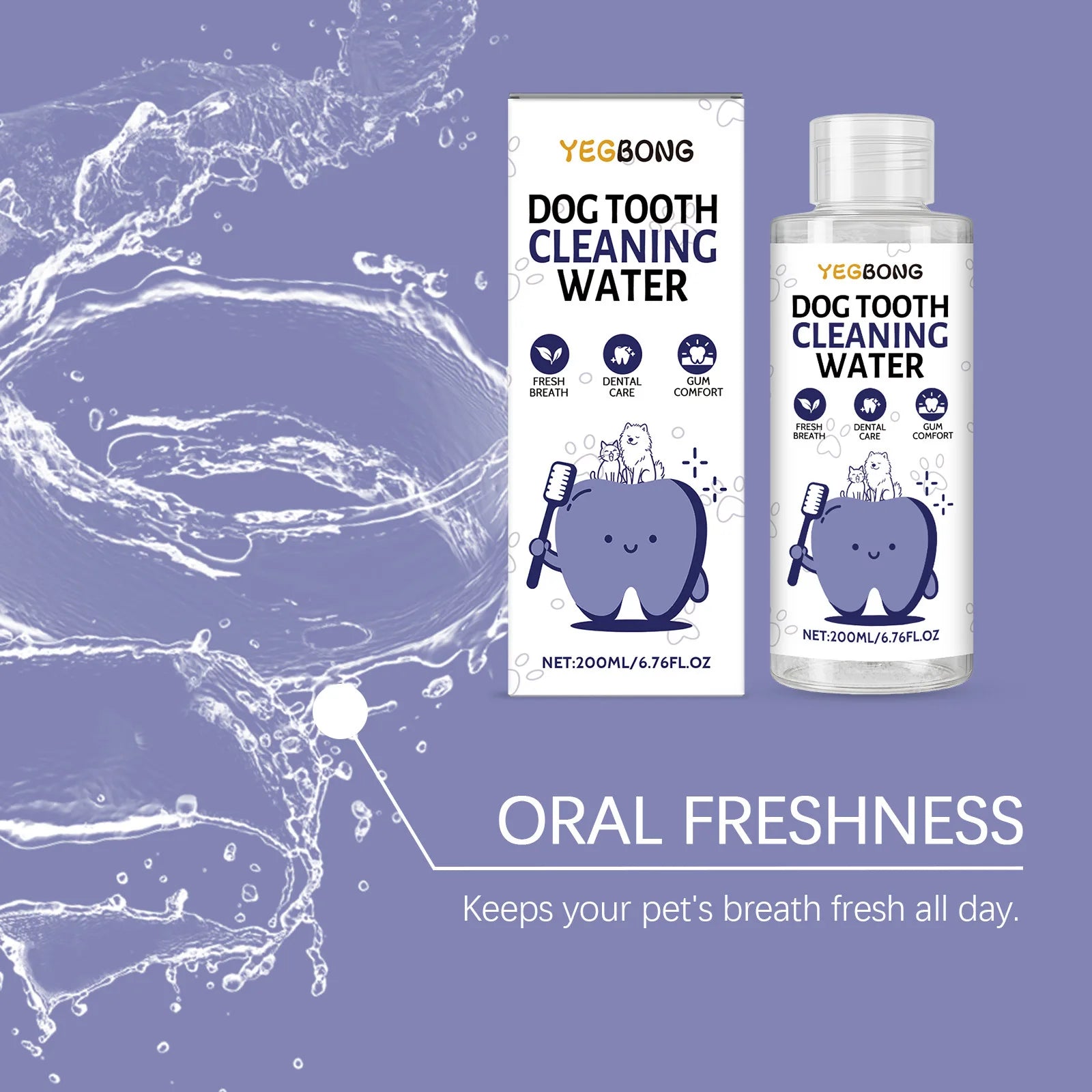 Yegbong Pet Tooth Cleaning Water Lasting Brigtening Deep Clean Bad Breath Prevent Dental Keep Deodorant Pet Oral Cleanse Liquids