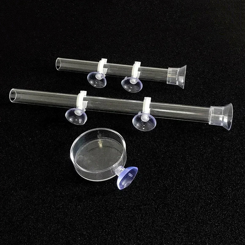 Acrylic Aquarium Shrimp Feeding Dish & Tube (Transparent, 20–30cm, Snail & Shrimp)