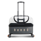 Large Capacity Portable Pet Trolley Box Universal Wheels Breathable Transparent Backpack Zipper Closure Made Durable Plastic
