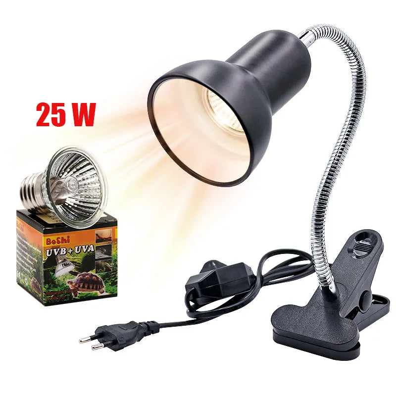 UVA+UVB 3.0 Reptile Lamp Holder Set with Clip-on Thermometer Hygrometer Lizard Turtle Tortoises Tools Basking Heating Bulb 220V