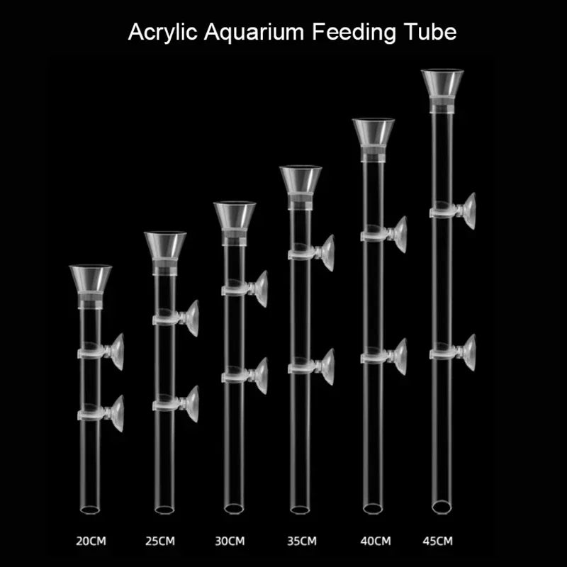 Acrylic Aquarium Shrimp Feeding Dish & Tube (Transparent, 20–30cm, Snail & Shrimp)