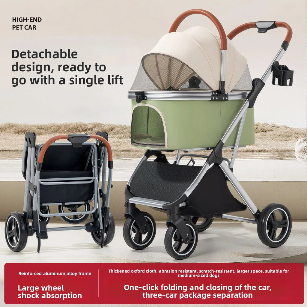 Detachable Basket Pet Stroller Ultra Lightweight Foldable For Small Medium Dogs Cats Outdoor Travel Portable Pet Carrier