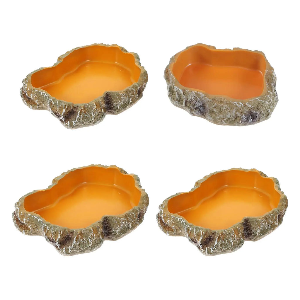 Reptile Water Bowls Decorative Terrarium Habitat Decoration Resin Feeding Bowl for Frog Tortoise Turtle Leopard Gecko