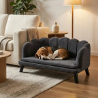 PawHut Pearl Design Pet Sofa with Solid Wood Legs (Charcoal Gray)