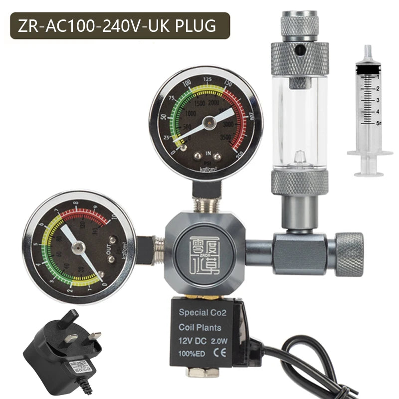 ZRDR Aquarium CO2 Regulator (Solenoid Valve, Bubble Counter, Planted Tank)