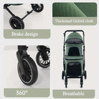 Double Pet Stroller for Dogs and Cats Travel Carriage with Safety Beltsand 4 Lockable Wheels  Foldable for Multi-Pet Medium