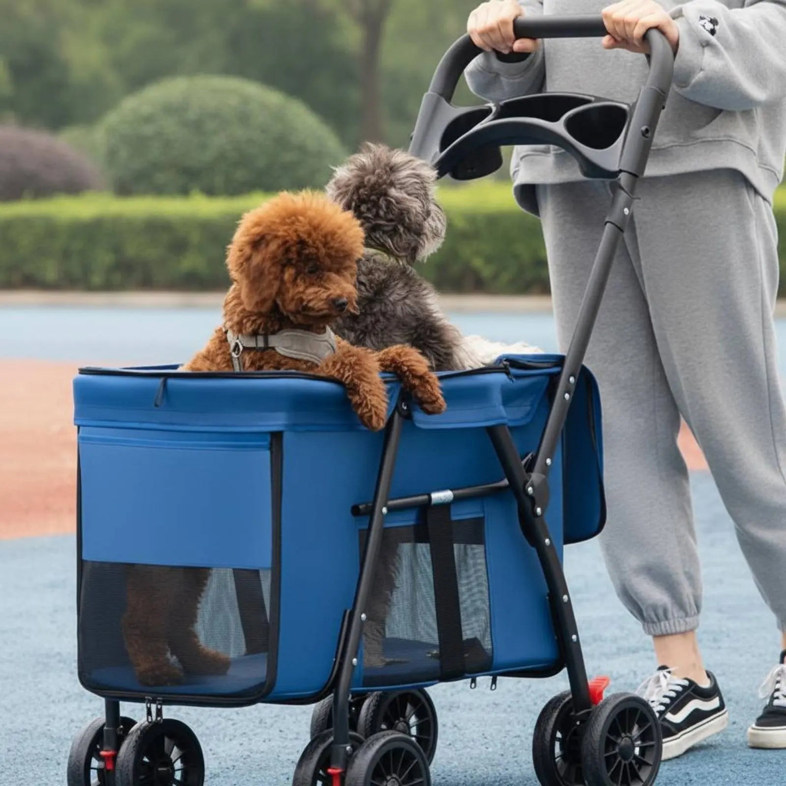 Dog Stroller Collapsible Feline Stroller Lightweight Pet Stroller Easy Accessible Creature Gear Rear Brakes for Walks, Outdoor