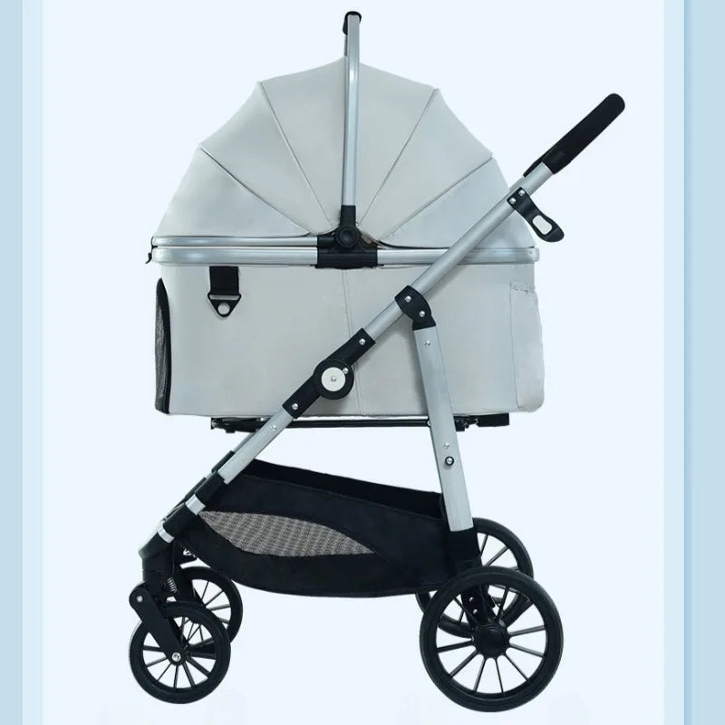 Lightweight Pet Stroller Foldable Outdoor Pet Stroller for Cats and Dogs Detachable Portable Pet Carrier High View Dog Stroller