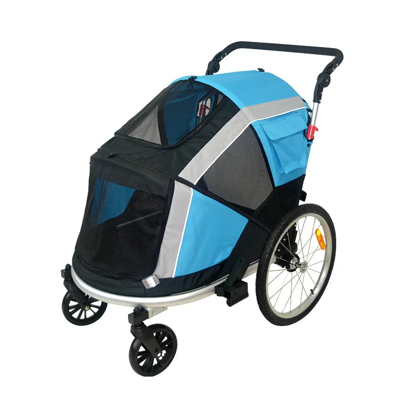 Pet Bicycle Trailer, 2-in-1 Dog Stroller, Portable Foldable Cart for Outdoor Travel, Detachable Design