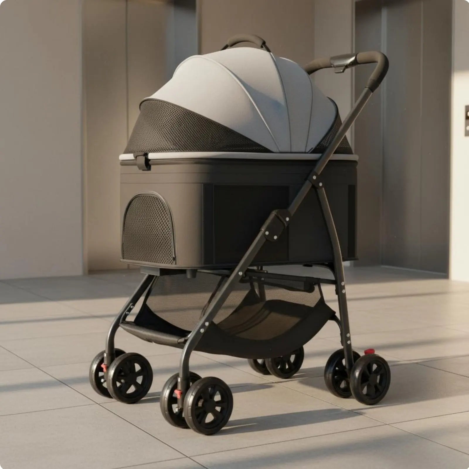 Foldable Pet Pet Transport Full Rotation Wheels Detachable Pet Carrier Pet Transport Lightweight Dog Cat Animal Carriage Storage