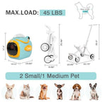 4 in 1 Foldable Pet Stroller with Detachable Carrier for Small Dogs Cats, Space Capsule Travel Stroller with Inbuilt Fan, Tempe