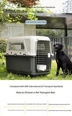 Pet Carrier, Large PP Dog Cat Travel Crate, Durable Airline Approved Pet Transport Box for Cats and Dogs, Portable Kennel