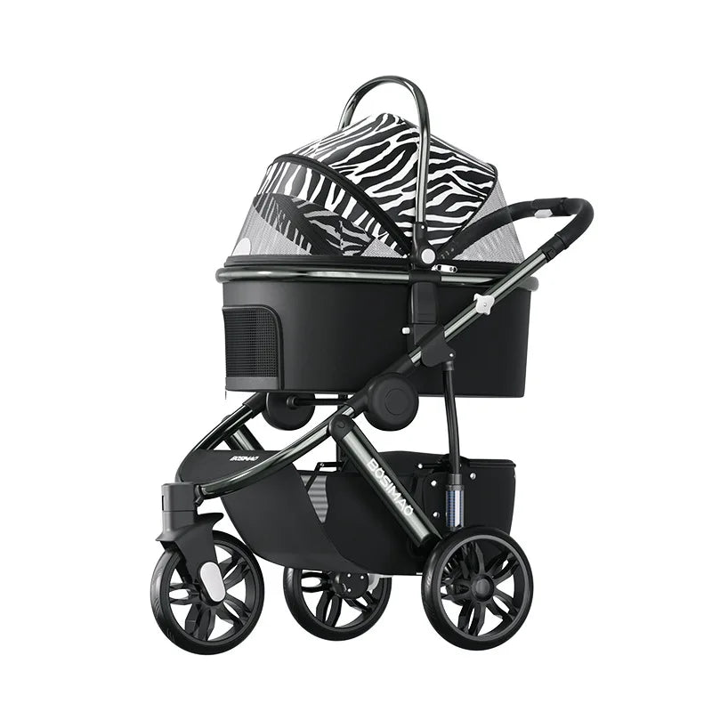 Load Bearing 30kg Pet Stroller High Landscape Dog Stroller Cat Stroller Outdoor Dog Walking Cart Folding and Stretching Handle